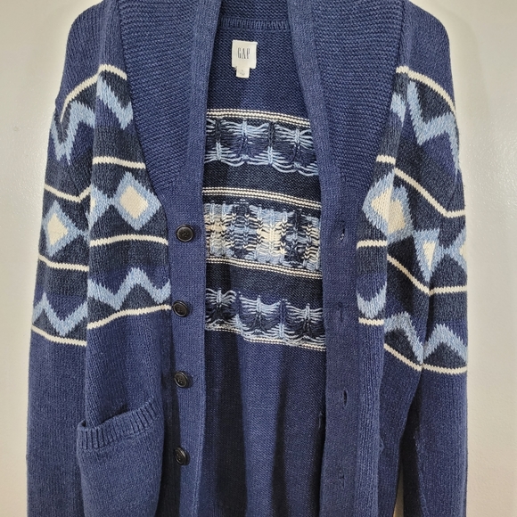 GAP Grandpa Cozy Oversized True Blue Sweater Cardigan - Picture 5 of 9